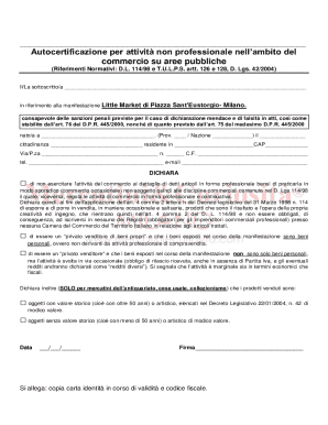 Italian Non-Professional Commerce Self-Certification