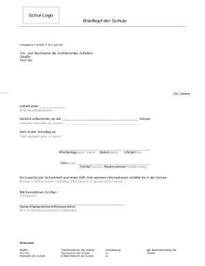 School Welcome Letter