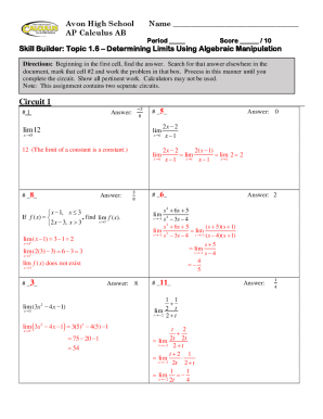 AP Calculus AB Skill Builder