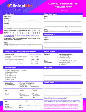 Cervical Screening Test Request Form