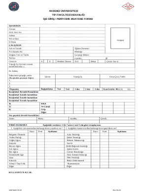 Akdeniz University Medical Faculty Employment Health Form