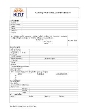 Employee Health Examination Form
