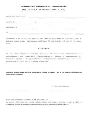 Italian Self-Certification Declaration