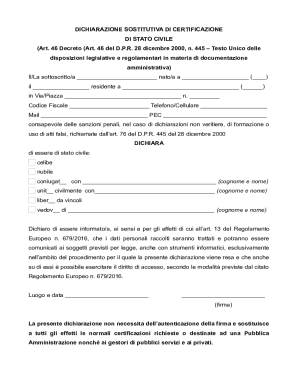 Italian Civil Status Declaration Form