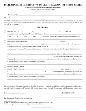 Italian Civil Status Declaration Form