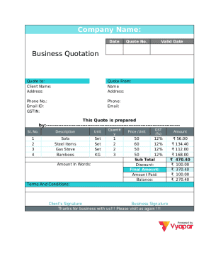 Business Quotation Form