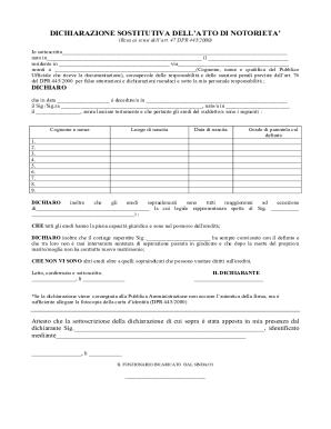 Italian Declaration of Substitution of Notoriety