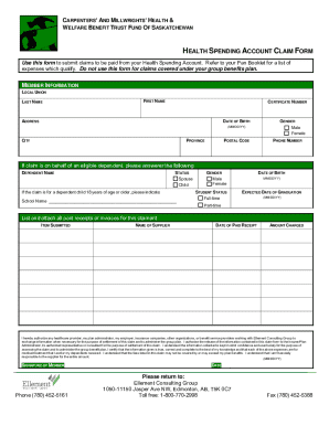 Health Spending Account Claim Form