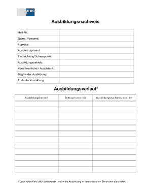 Ausbildungsnachweis Form