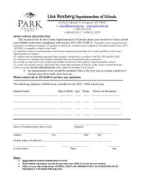 Montana Home School Registration Form