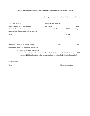 School Absence Justification Form