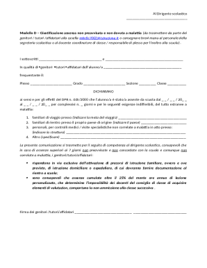 Italian School Absence Justification Form