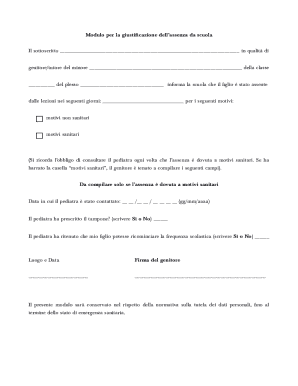 School Absence Justification Form