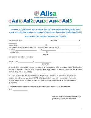 Italian COVID-19 School Reentry Self-Certification