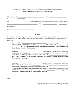 Italy Child Return After Fever Form