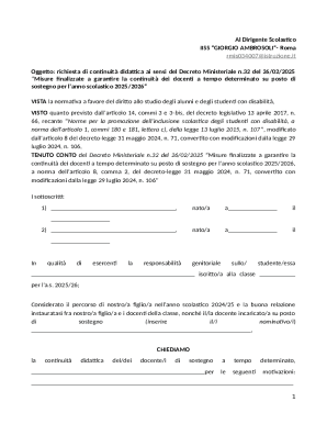 Request for Educational Continuity