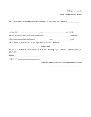 Request for Confirmation of Support Teacher