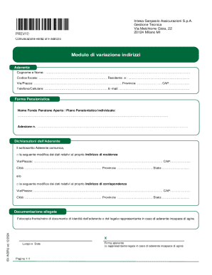 Intesa Sanpaolo Address Change Form