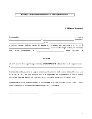 Request for Authorization to Practice Freelance Profession