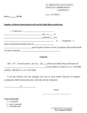 Request for Authorization to Practice Freelance Teaching