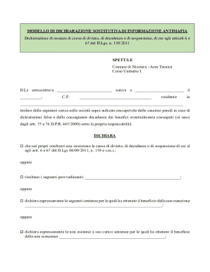 Italian Antimafia Declaration Form