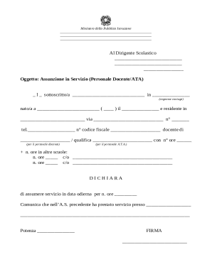Assunzione in Servizio Form
