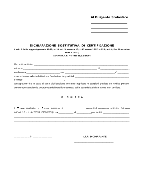 Declaration of Substitution of Certification