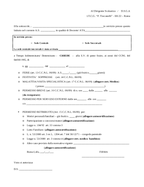 Italian School Leave Request Form