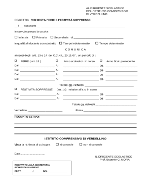 Italian Teacher Holiday Request Form