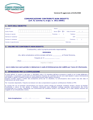 Italian Non-Deductible Contribution Communication