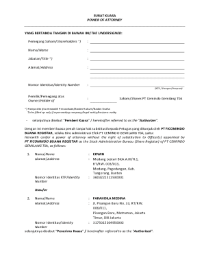 Power of Attorney for Shareholder Representation