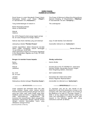 Power of Attorney for Shareholder Meeting