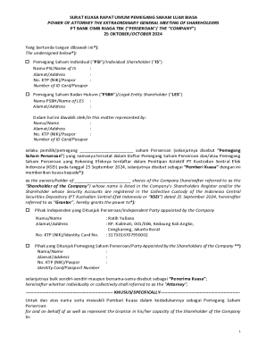 Power of Attorney for Extraordinary General Meeting of Shareholders