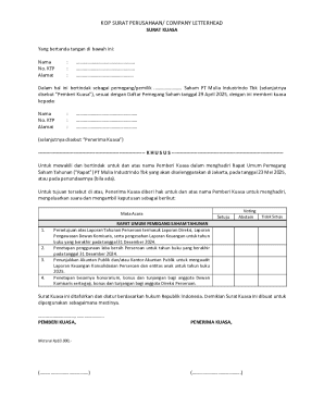 Power of Attorney for Annual General Meeting