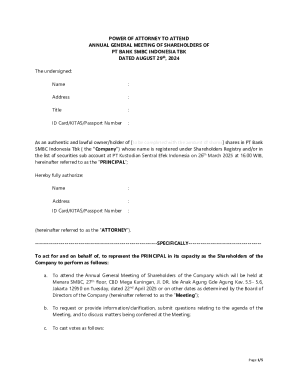 Power of Attorney for Annual General Meeting