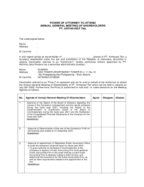 Power of Attorney for Annual General Meeting