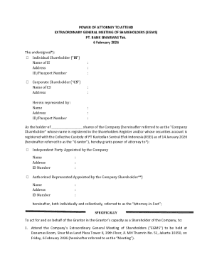 Power of Attorney for Extraordinary General Meeting