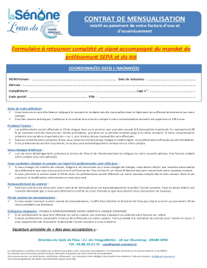 French Water Bill Monthly Payment Contract