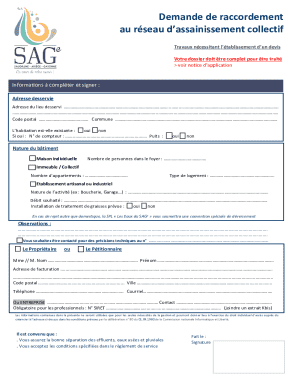 Demande de Raccordement au Réseau d'Assainissement Collectif
