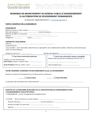 Demande de branchement au réseau public d’assainissement