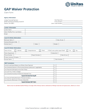 GAP Waiver Protection Claim Form