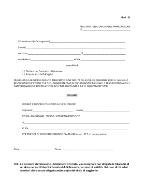 Minor Alloggio Consent Form