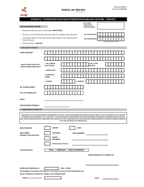 RANHILL SAJ SDN BHD Water Supply Application Form