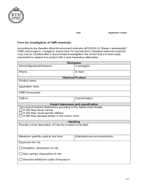 CMR Chemicals Investigation Form