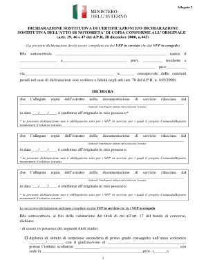 Italian Military Service Certification Declaration