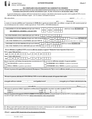 Autocertificazione Allegato 5