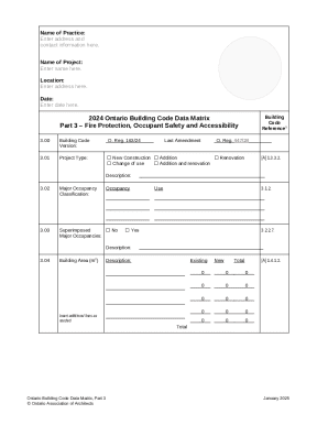 Ontario Building Code Data Matrix
