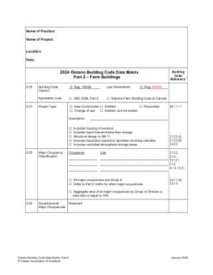 Ontario Building Code Data Matrix