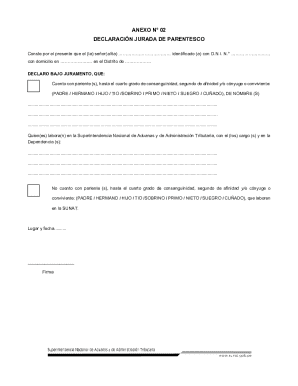 Peru Kinship Affidavit Form