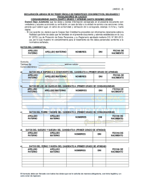 Peru Family Relationship Declaration Form